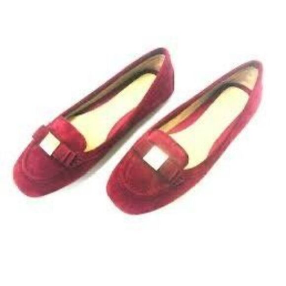 Michael Kors Size 8.5 Suede Leather Moccasin Driving Shoes Maroon Red Classy - Picture 1 of 11